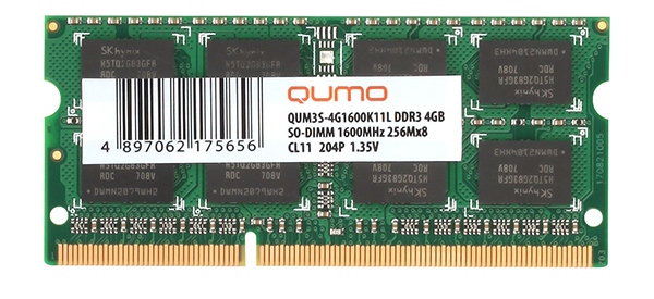 Оперативная память QUMO 8GB DDR3 SODIMM QUM3S-8G1600C11L