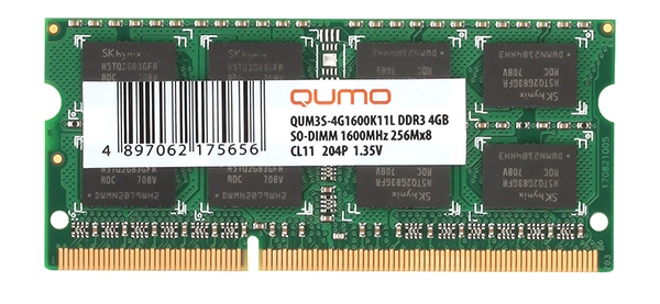 Оперативная память QUMO 8GB DDR3 SODIMM QUM3S-8G1600C11R