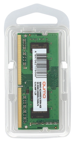 Оперативная память QUMO 8GB DDR4 SODIMM QUM4S-8G2400P16