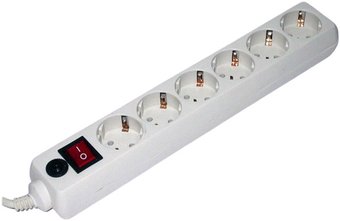 Сетевой фильтр Гарнизон 6 розеток, белый, 5 м