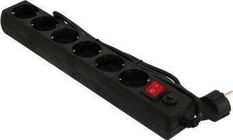 Сетевой фильтр Гарнизон 6 розеток, черный, 1.8 м