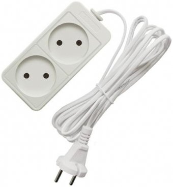 Удлинитель СОЮЗ 2 розетки, белый, 5 м