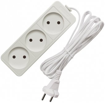 Удлинитель СОЮЗ 3 розетки, белый, 5 м