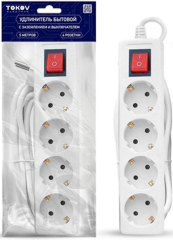 Удлинитель Tokov Electric TKE-C01-BU4-5-1-ZV