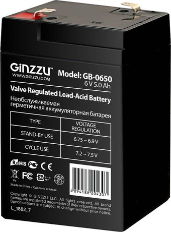 Аккумулятор для ИБП Ginzzu GB-0650