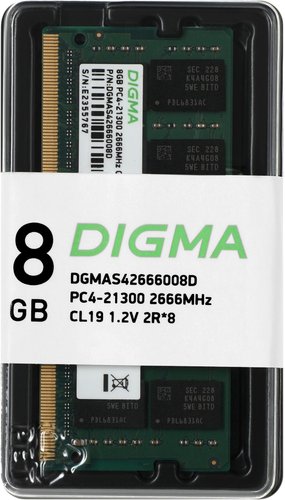 Оперативная память Digma 8ГБ DDR4 SODIMM 2666 МГц DGMAS42666008D