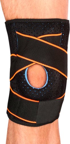 Суппорт колена Indigo IN208 (черный/оранжевый)