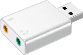 USB аудиоадаптер USBTOP USB Hi-Fi3D 2.1/7.1 (серебристый, без кабеля)