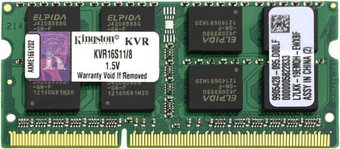 Оперативная память Kingston ValueRAM 8GB DDR3 SO-DIMM PC3-12800 (KVR16S11/8)