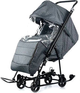 Санки-коляска Galaxy Снежинка Универсал 1 (полярная ночь/олени на черном)