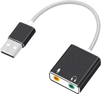 USB аудиоадаптер USBTOP USB Hi-Fi 3D 2.1/7.1 (серебристый, с кабелем)
