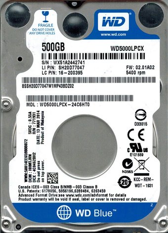 Жесткий диск WD 500GB (WD5000LPCX-24C6HT0)