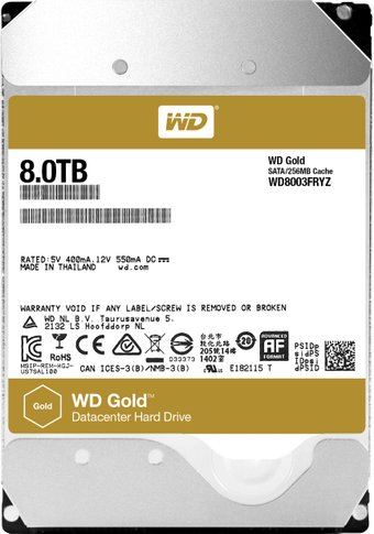 Жесткий диск WD Gold 8TB WD8003FRYZ
