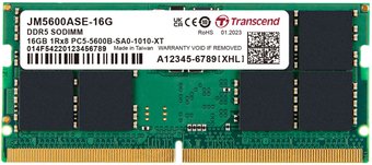 Оперативная память Transcend JetRam 16ГБ DDR5 SODIMM 5600МГц JM5600ASE-16G