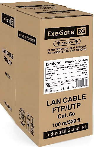 Кабель ExeGate FUTP4-C5e-CCA-S24-IN-PVC-GY-100 FTP