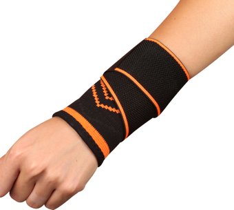 Суппорт запястья Indigo IN214 (черный/оражневый, L)