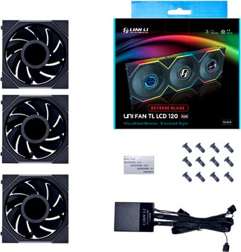 Набор вентиляторов Lian Li Uni Fan TL LCD 120 Reverse Triple Pack G99.12RTLLCD3B.R0