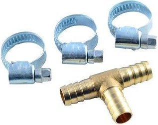 Фитинг RockForce T-образный разветвитель елочка 6 мм + хомуты RF-E102-6/1