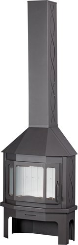 Свободностоящая печь-камин ЭкоКамин Мюнхен пристенно-угловой (графит)