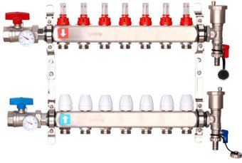 Запорная арматура Gappo Коллектор регулируемый с расходомерами G422.7 7-вых. x1"x3/4"