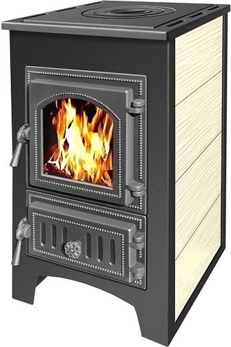 Свободностоящая печь-камин Везувий ПК-01(270) 9 кВт (с плитой, бежевый)