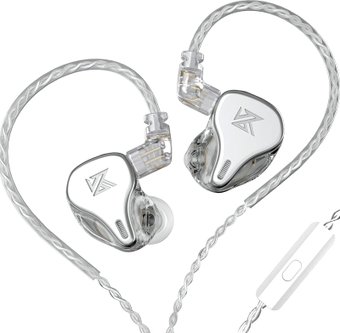 Наушники KZ Acoustics DQ6 (с микрофоном, серебристый)