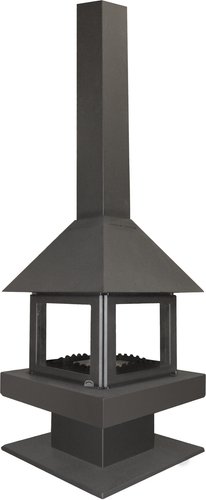 Свободностоящая печь-камин ЭкоКамин Эклипс островной 4D (графит)