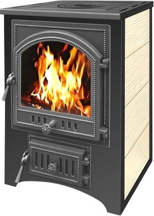 Свободностоящая печь-камин Везувий ПК-01(205) 12 кВт (с плитой, бежевый)