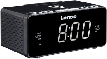 Настольные часы с беспроводной зарядкой Lenco CR-550BK