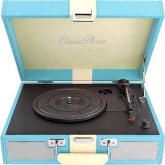 Виниловый проигрыватель Lenco TT-33 (голубой)