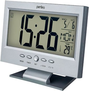 Настольные часы Perfeo Set PF-S2618 (серебристый)