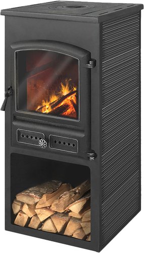 Свободностоящая печь-камин Этна БКД с плитой (антрацит)