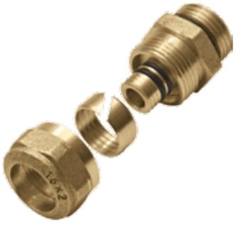 Фитинг KAN Соединитель для многослойных труб 16x2x3/4" 1010045001