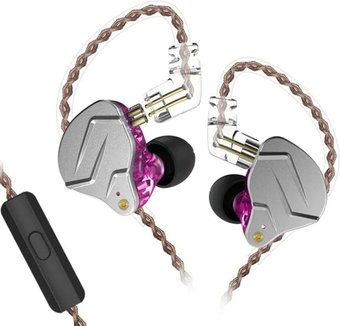 Наушники KZ Acoustics ZSN Pro (с микрофоном, серебристый/фиолетовый)