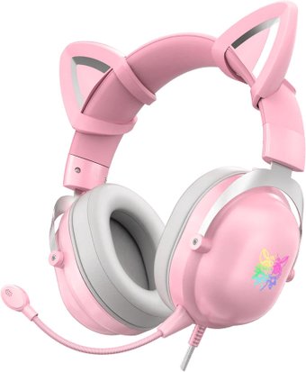 Наушники Onikuma X11 (розовый, с ушками)