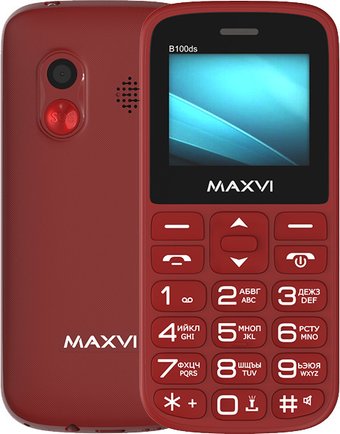 Телефон Maxvi B100ds (винный красный)