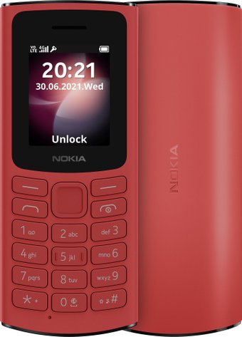 Телефон Nokia 105 4G Dual SIM (красный)