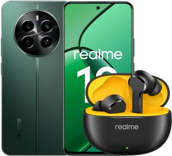 Телефон Realme 12 RMX3871 8GB/512GB международная версия (зеленый малахит) и наушники Realme Buds T110 (черный)