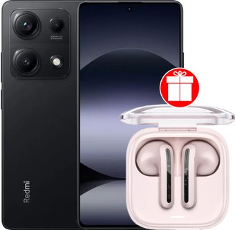 Телефон Xiaomi Redmi Note 14S 8GB/256GB международная версия (полуночный черный) + наушники Xiaomi Redmi Buds 6 Active (розовый) по акции
