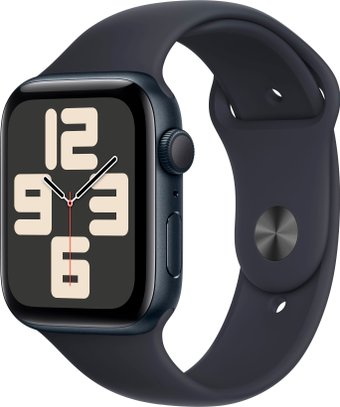 Умные часы Apple Watch SE 2 44 мм (алюминиевый корпус, полуночный/полуночный, спортивный силиконовый ремешок M/L)