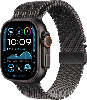 Умные часы Apple Watch Ultra 2 LTE 49 мм (титановый корпус, черный/черный, миланская петля S)