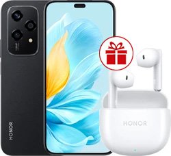 Телефон HONOR 200 Lite 8GB/256GB международная версия (полночный черный) и наушники HONOR Earbuds X6 (белый) по акции