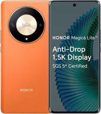 Телефон HONOR Magic6 Lite 8GB/256GB европейская версия (оранжевый рассвет)