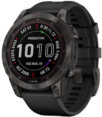 Умные часы Garmin Fenix 7 Sapphire Solar (черный титан/черный)