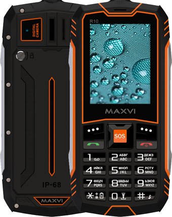 Телефон Maxvi R10 (черный/оранжевый)