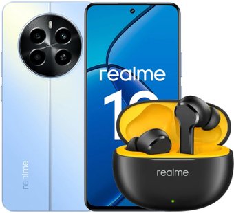 Телефон Realme 12 RMX3871 8GB/512GB международная версия (голубой рассвет) и наушники Realme Buds T110 (черный)