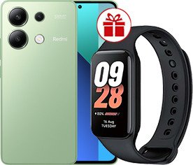 Телефон Xiaomi Redmi Note 13 6GB/128GB с NFC международная версия (мятно-зеленый) и Xiaomi Redmi Band 8 Active (черный) по акции