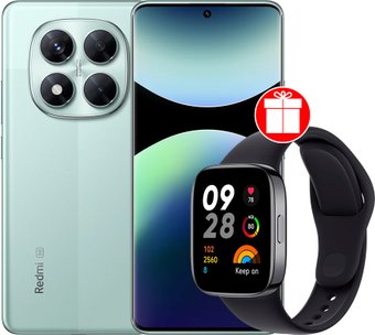 Телефон Xiaomi Redmi Note 14 Pro 5G 12GB/256GB международная версия (зеленый) + умные часы Xiaomi Redmi Watch 3 (черный) по акции
