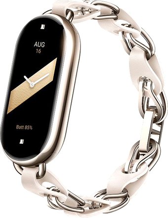 Фитнес-браслет Xiaomi Smart Band 8 (золотистый, с золотистым ремешком из кожи и металла, китайская версия)