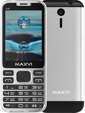 Телефон Maxvi X10 (серебристый)